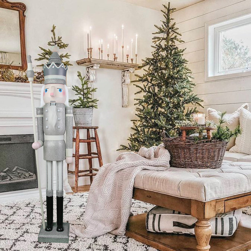 Glitter Lifesize Nutcracker 4 feet, Silver