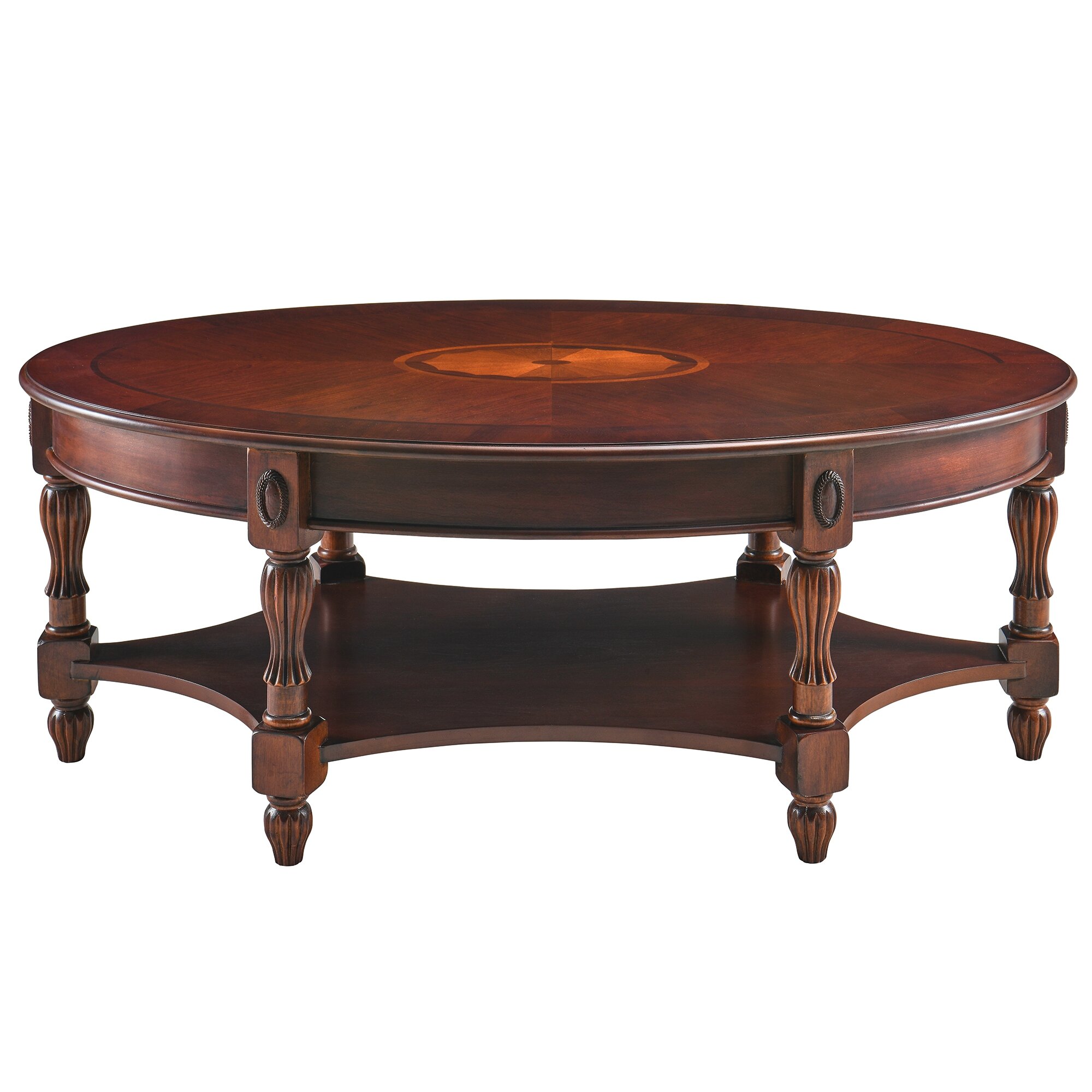 Canora Grey Solid Wood Coffee Table, Traditional Oval Cocktail Table ...