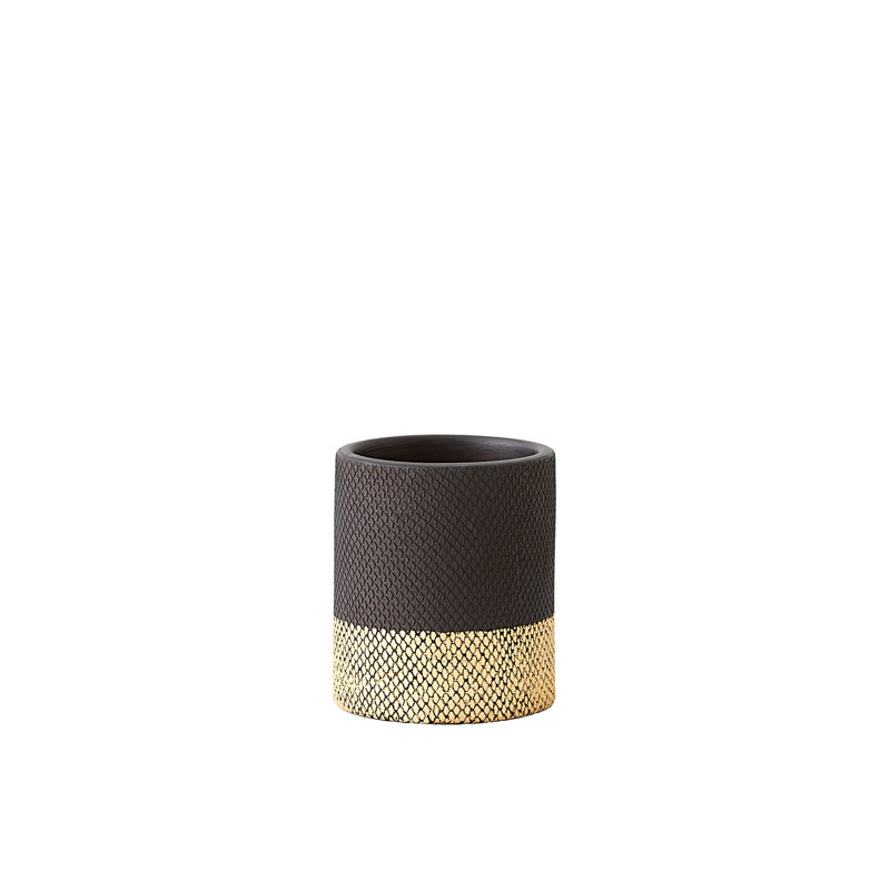 Java Vase-Matte Black/Gold Metallic-Sm, 8" H x 7" W x 7" D