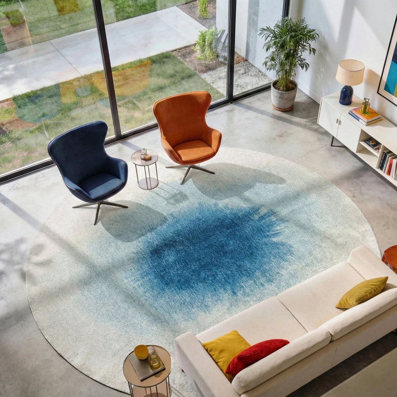 Meditation Drop Dream In Blue Recycled P.E.T Area Rug, Rectangle 100 x 140 cm