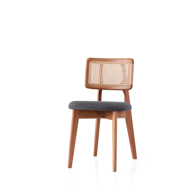 Chaise moderne scandinave - gris foncé uni avec détails en chêne, 17,0 x 31,5 x 18,3 pouces | Structure 100% bois de hêtre, assise 100% contreplaqué | Conception ergonomique, capacité de poids de 175 lb, parfaite pour la maison ou le bureau