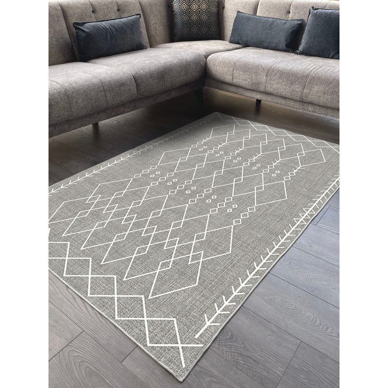 Tapis d'intérieur / extérieur en coton tissé à la machine Taliyah Argyle, Tapis de couloir 2 pi 7 po x 5 pi 11 po