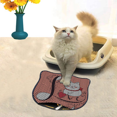 Tapis de litière durable pour chat, 15,7 po x 19,7 po | 50% PVC / 50% polyester, lavable à la machine et passer l'aspirateur | Parfait pour un nettoyage facile, conception antidérapante pour garder votre maison propre et fraîche, idéal pour les propriétaires d'animaux de compagnie