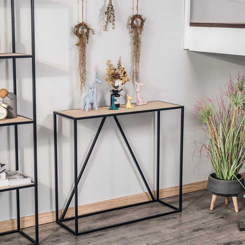 Schade Industrial Metal Console Table, Brown