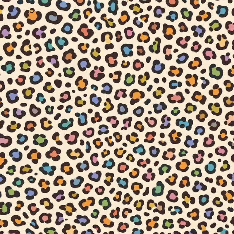 Leopard Print Pattern Blankets, 60in W x 80in H, Medium Beige Medium Rainbow