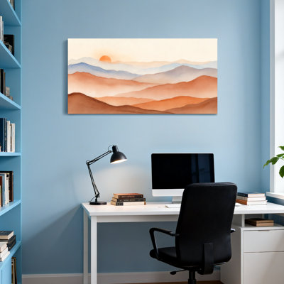 «Landscape & Nature Sunset Mountains Layers», reproduction d'art sur toile