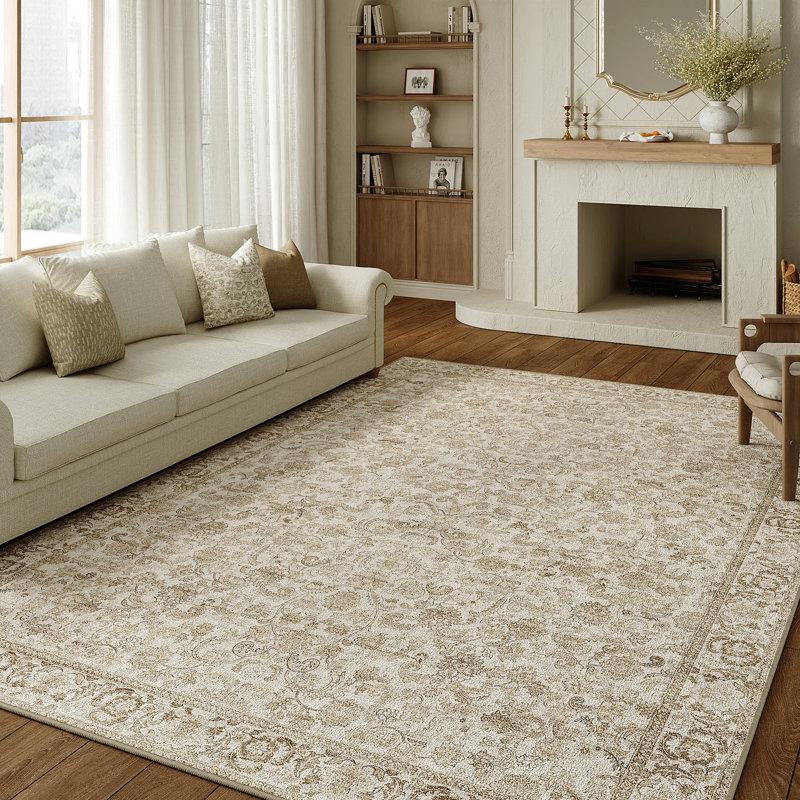 Tapis floral rétro Eclora, Rectangle 8 pi 6 po x 11 pi 6 po