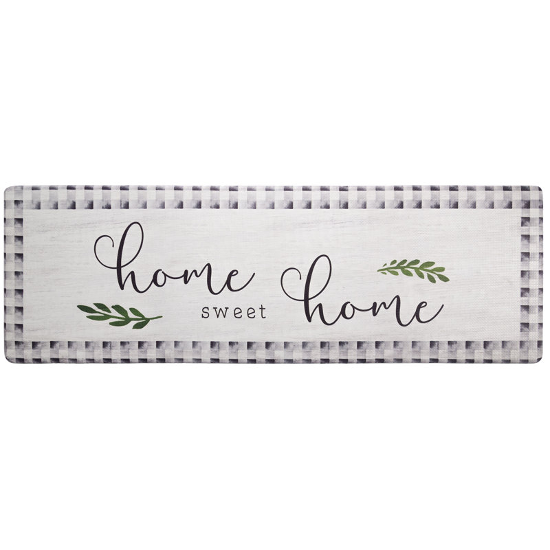 Cozy Living Home Sweet Home Buffalo Check Border Anti-Fatigue Mat, Runner 1'5.5" x 4'7"
