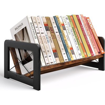 Desktop Bookshelf Organizer, Wood Slanted Desk Bookshel...