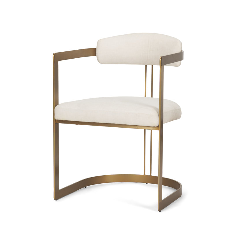 Fauteuil Bradley, Doré, Lin blanc