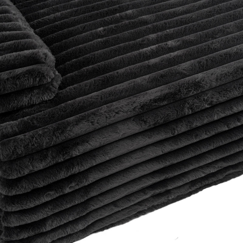 Canapé modulaire 110 po Cloud, Tissu noir en fausse fourrure de lapin