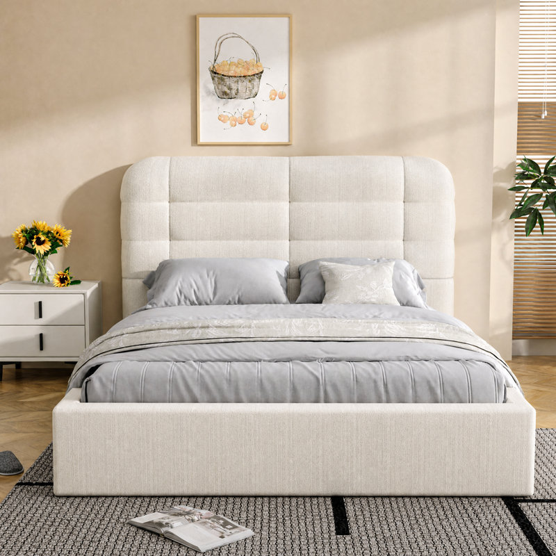 Ottoman Storage Bed, Sturdy Wooden Slats, with Gas Lift Storage, No Box Spring Required, Simple Assembly, 10 Year Warranty, Beige