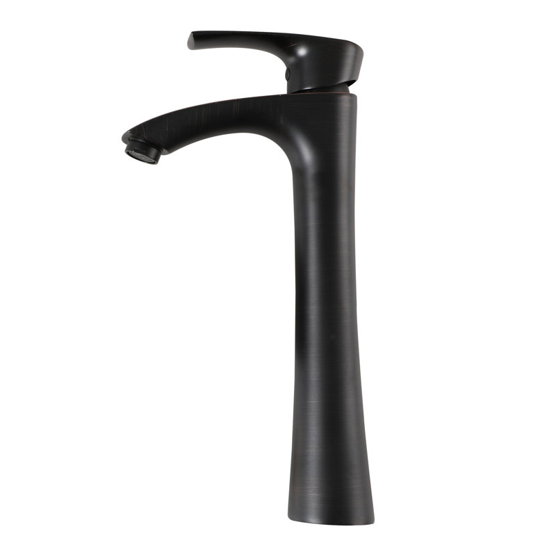 Lavabo de salle de bain rectangulaire encastré en céramique blanche 18 po avec robinet, Bronze huilé