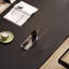 Bureau rectangulaire en bois massif noir et acrylique-1300811752