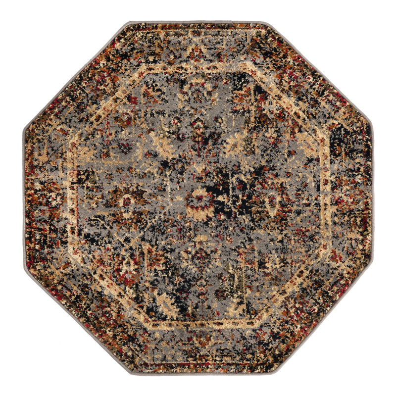 Tapis oriental bleu Alameda, Octogone 3 pi 1 po