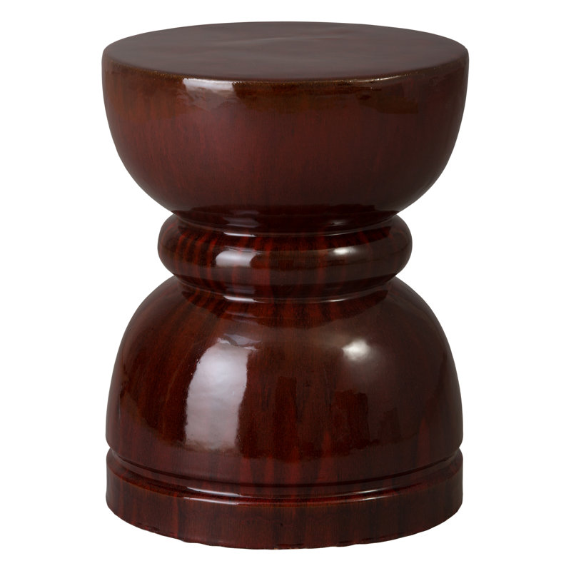 Hourglass Red Handcrafted Ceramic Garden Stool