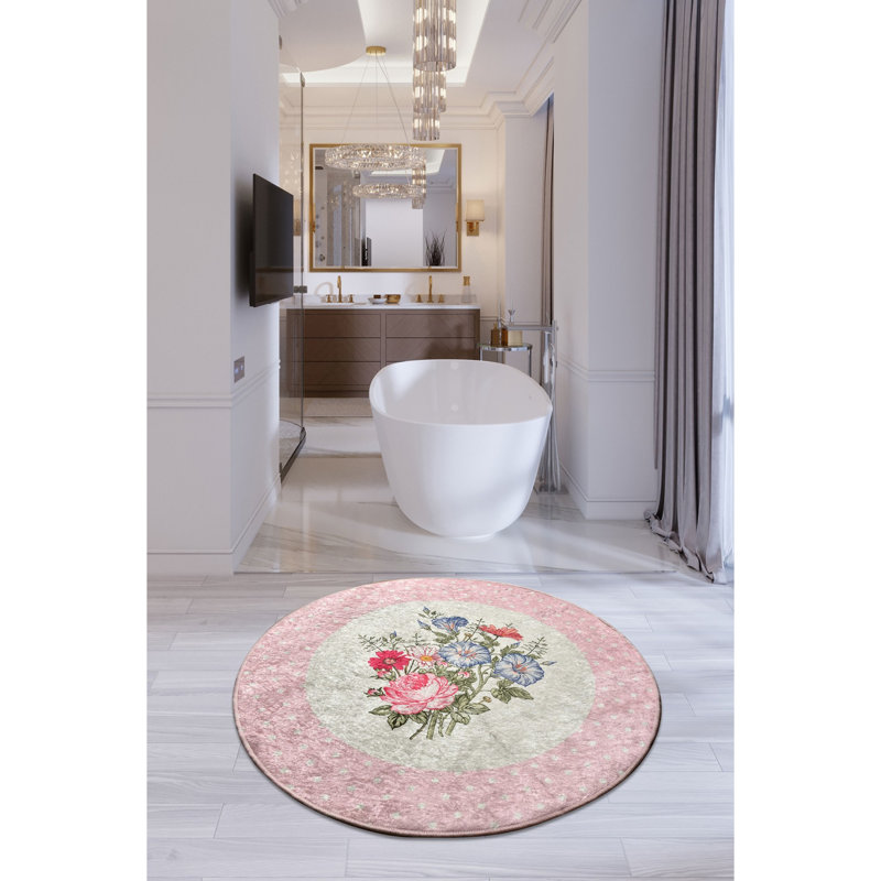 Premium Bathmat, 39.4-Inch Diameter, 100% Polyester, Antiallergic, Dust & Stain Repellent, Non-Slip Underside | Machine Washable at 86°F, 700 GSM | Soft & Durable for Bathroom Safety and Comfort