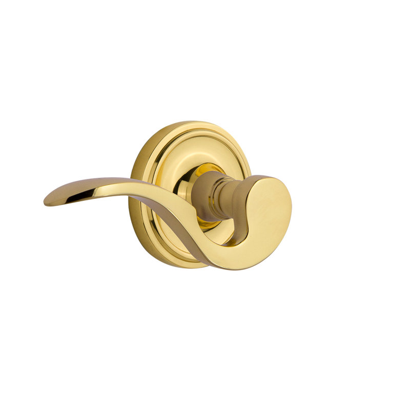 Rosette classique d'intimité (lit et salle de bain) avec levier de manoir, Gauche, 2-3/8 po, Laiton non laqué