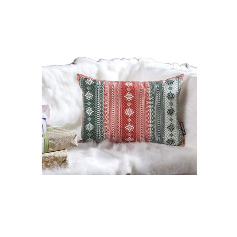Housse de coussin rouge et vert