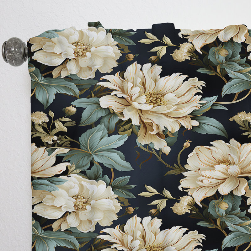 Victorian Green And White Damask Grand - Bohemian Curtain - Velvet Room Darkening - 1 Panel, 52" W x 84" L