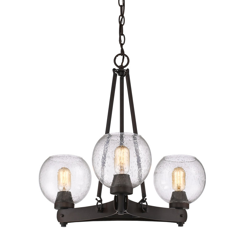 Saltash 3 - Light Steel Dimmable Round Chandelier