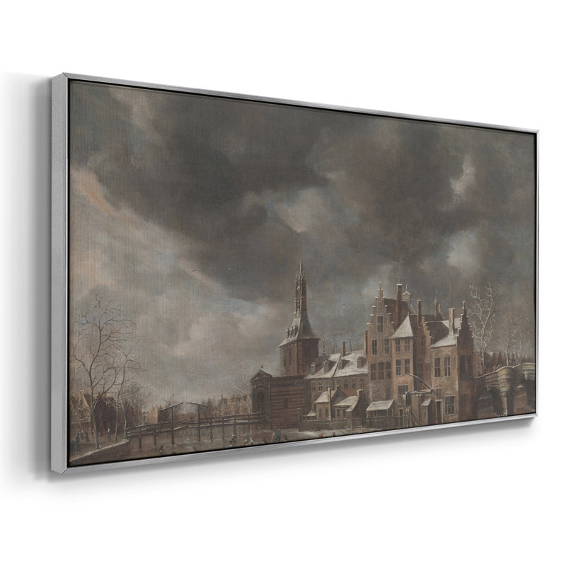 Série paysage - Dxxiii - Toile tendue avec châssis encadré - Prêt à être accroché, Argent argent, H 21 po x l 41 po
