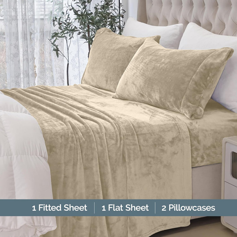 Microfiber - Set of 4, Full Sheet Set + 2 Standard Pillowcases, Cream