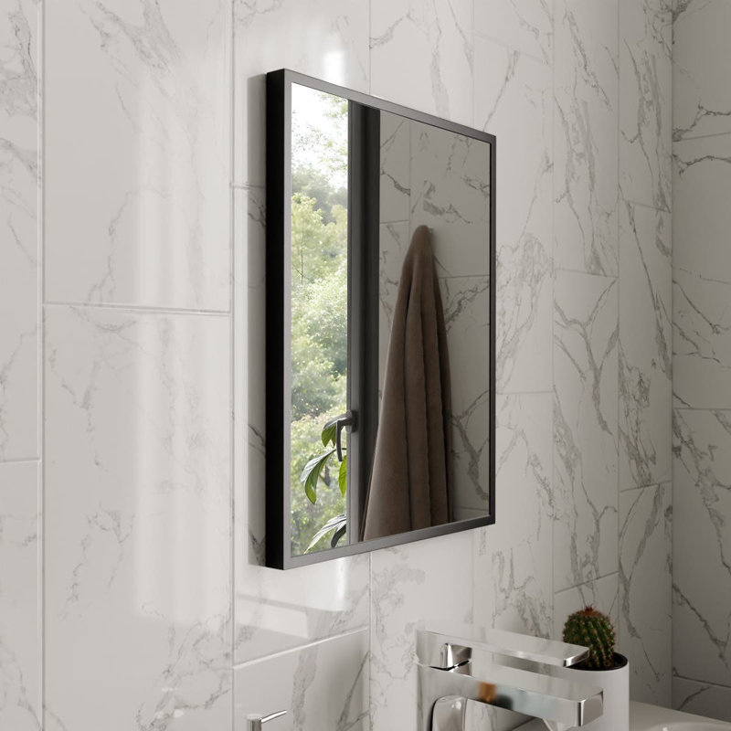 Aluminum Rectangle Mirror, 50cm x 39cm, Black
