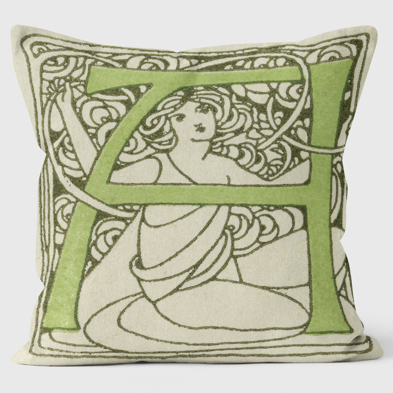 Art Nouveau Alphabet "A" Cushion