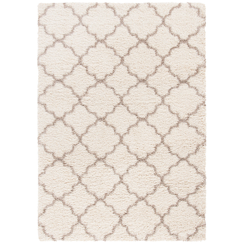 Bonaire Performance Geometric Rug, Rectangle 5'3" x 7'6", Ivory/Light Grey