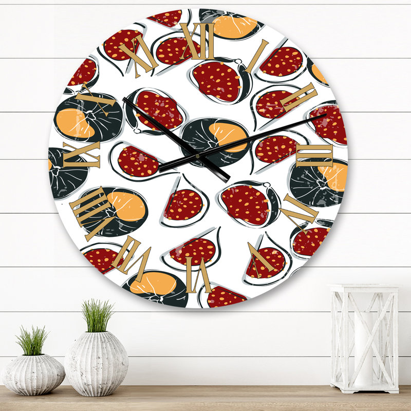 Fruit And Leaves Minimalism II Wall Clock, Medium