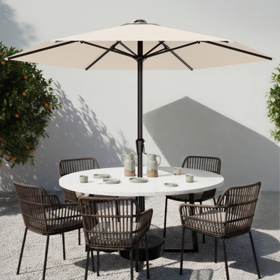  9 ft Patio Umbrella Outdoor Market Umbrella with Crank Lift,Sun Shade Cover for Garden, Deck, Poolside - White