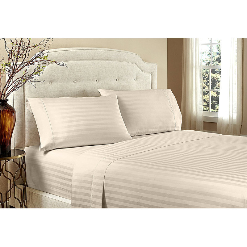  Ensemble de draps en satin de microfibre Luxurious, Ensemble de draps pour lit double avec un drap-hou, Taupe