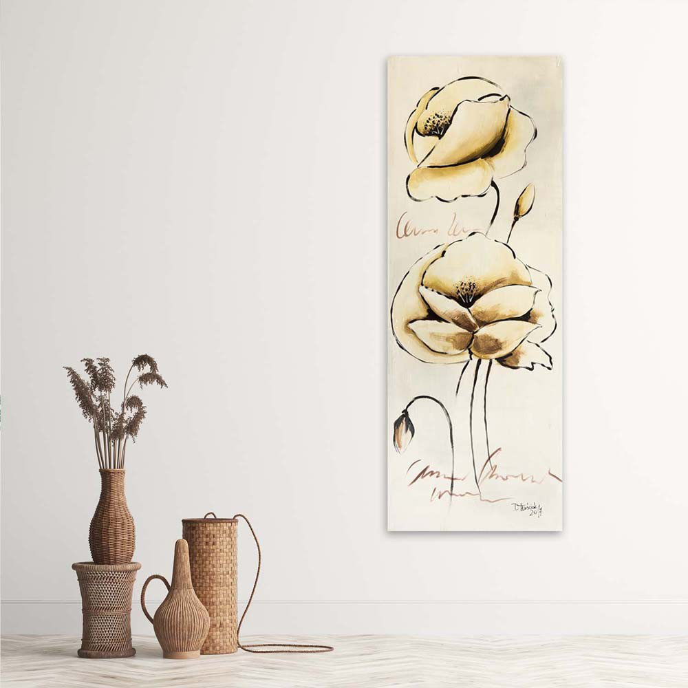 Leinwandbild Flower Beige Vertical Nature