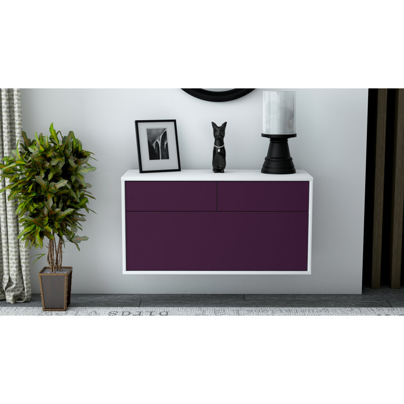 Nubell Unfinished Floating TV Stand, Purple