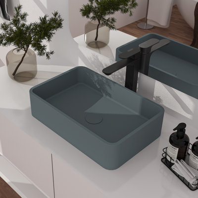 CASAINC Maple 12.79'' Concrete Rectangular Bathroom Sink