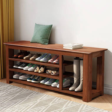  John Louis Home Solid Wood 10 Cube Shoe Storage Bench (Red  Mahogany) : Home & Kitchen