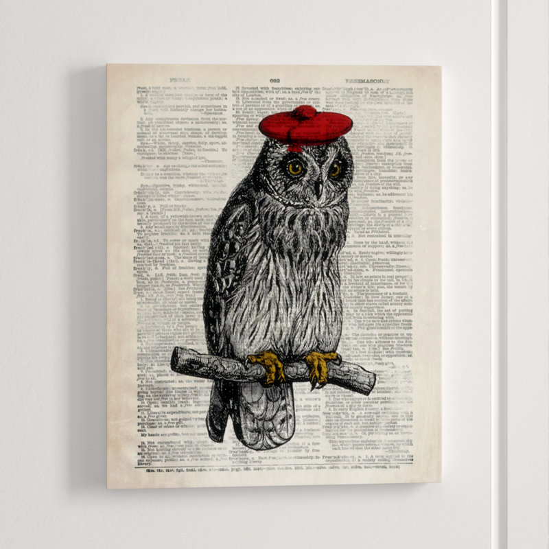 Hipster Owl Print by Michelle Bennett, Glass Coat