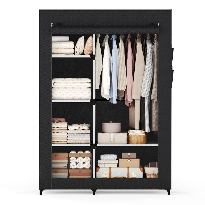 62.4" H x 40.8"W Clothing Rack with Cover, Heavy Duty Clothes Rack with Shelves, Garment Rack for Bedroom, Closet, Laundry Room