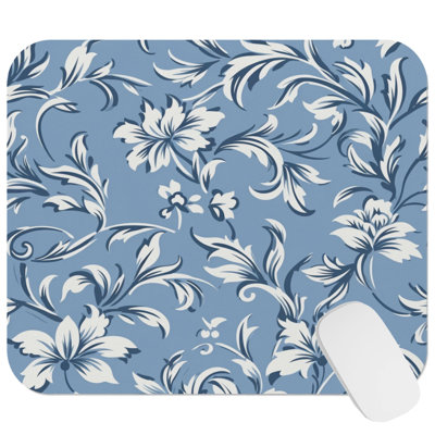 Botanical Blue Flowers V & Traditional Gaming Cute Office Laptop Desk Pad Gift Mat Square Rectangle Non-Slip Mousepad