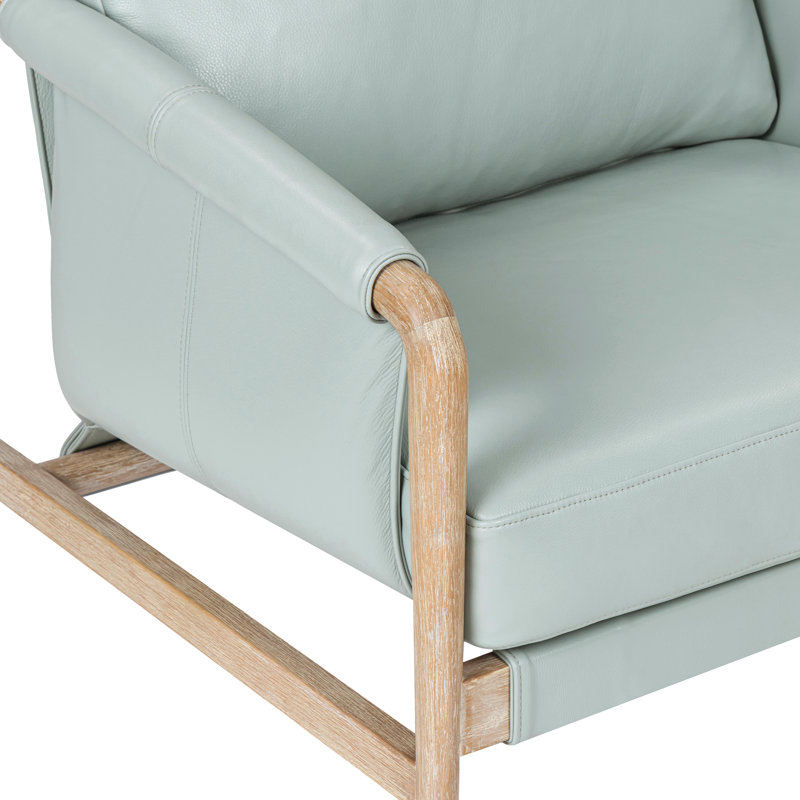 Chakka Blue Genuine Leather Accent Chair, Blue