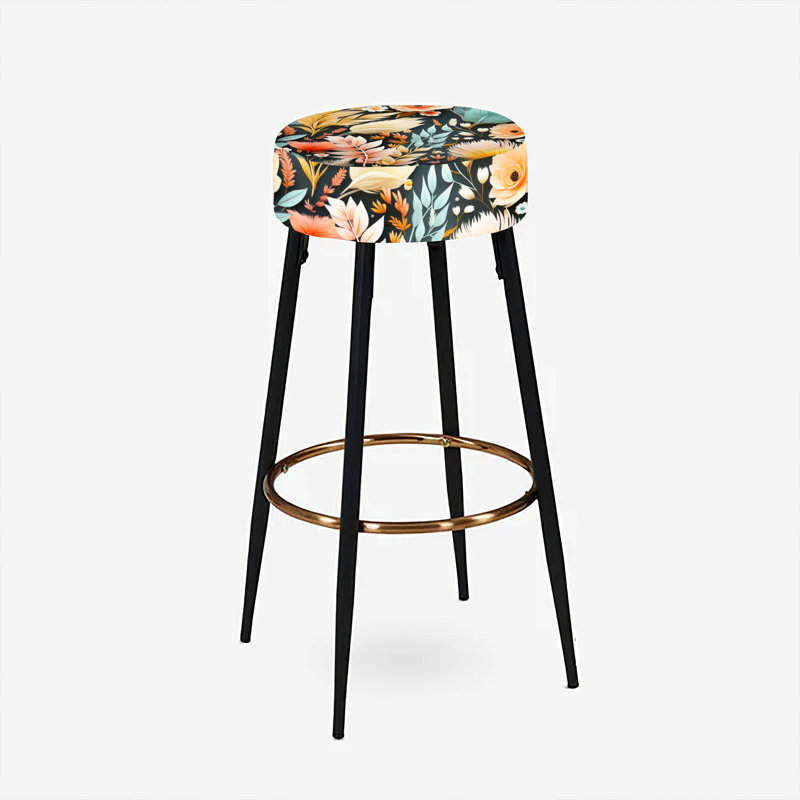 Ensemble de 2 tabourets de bar à motif floral jaune