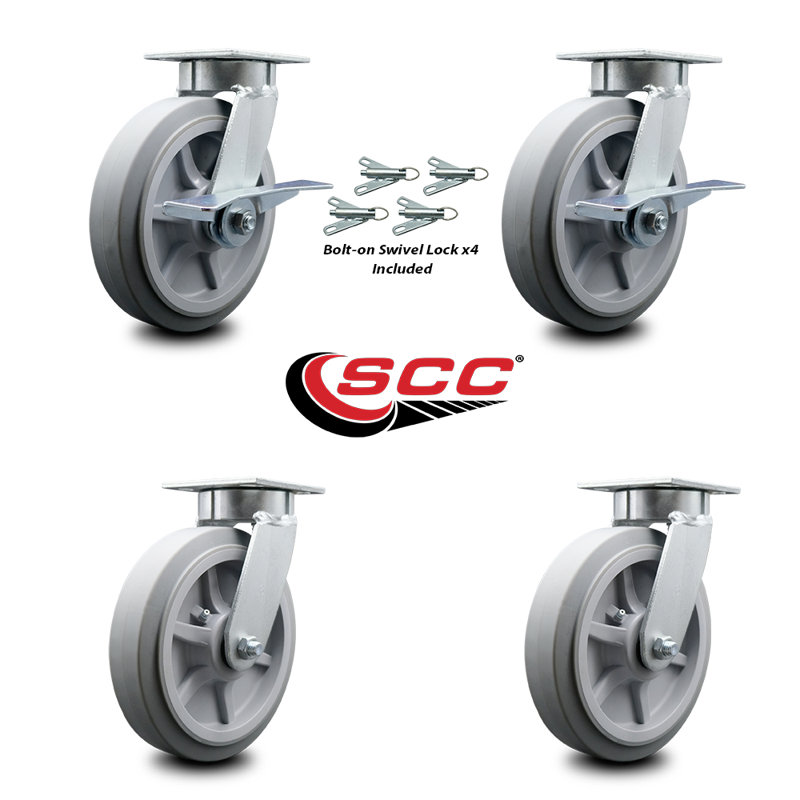 4 Piece Thermoplastic Rubber Caster Set