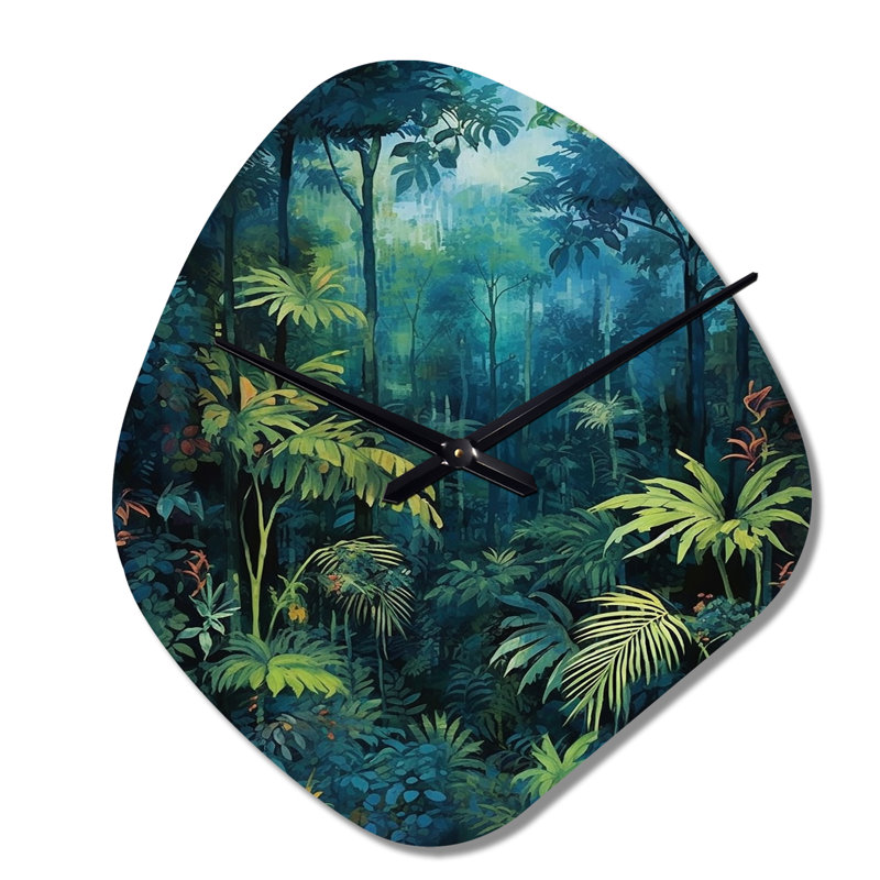 Jungle Expedition - Nebula Shape Large Teal Wall Clock - Unique Shape, Large