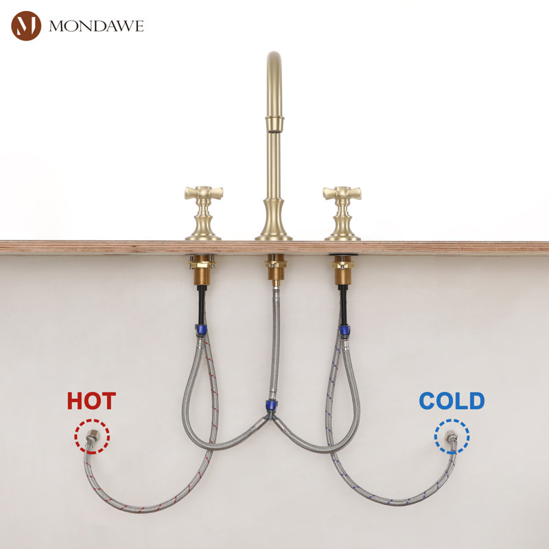 Widespread 2-handle Bathroom Faucet, Gold