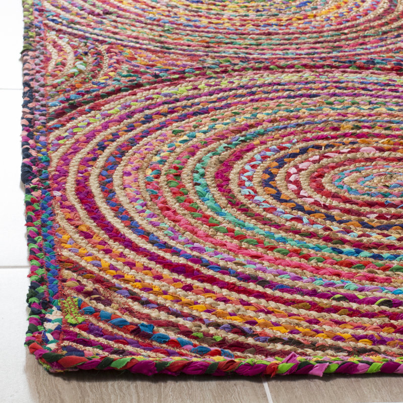 Herzig Geometric Handmade Flatweave Jut/Sisal/Cotton Red/Multi Area Rug Area Rug, Rectangle 3' x 5'
