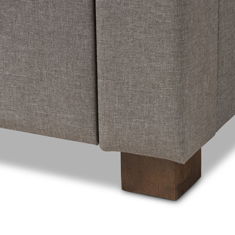 Lit plateforme tapissier avec rangement Aurelie, Grand, gris