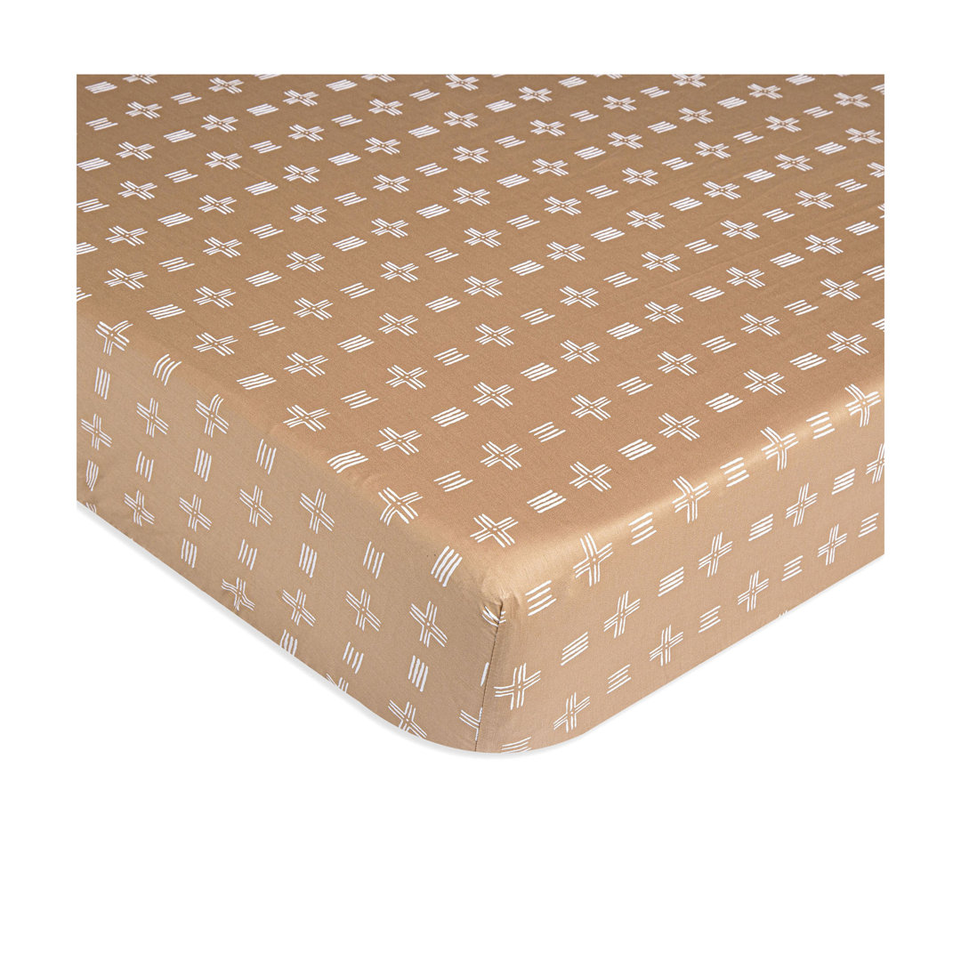 Brown Riverstone Crib Sheet, 100% Cotton, Soft and Durable, Kendi Collection Crane Baby