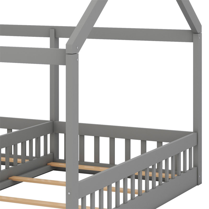 House Platform Beds,Two Shared Beds, Grey