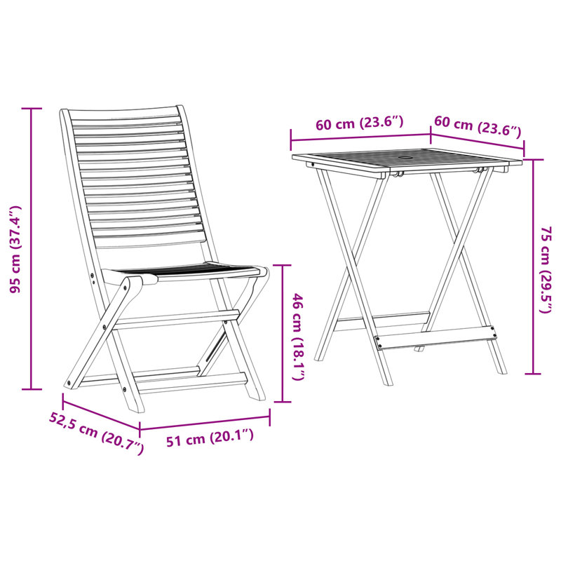 Set Of 2 Natural Wood Solid Acacia Wood 60 Cm Table Length